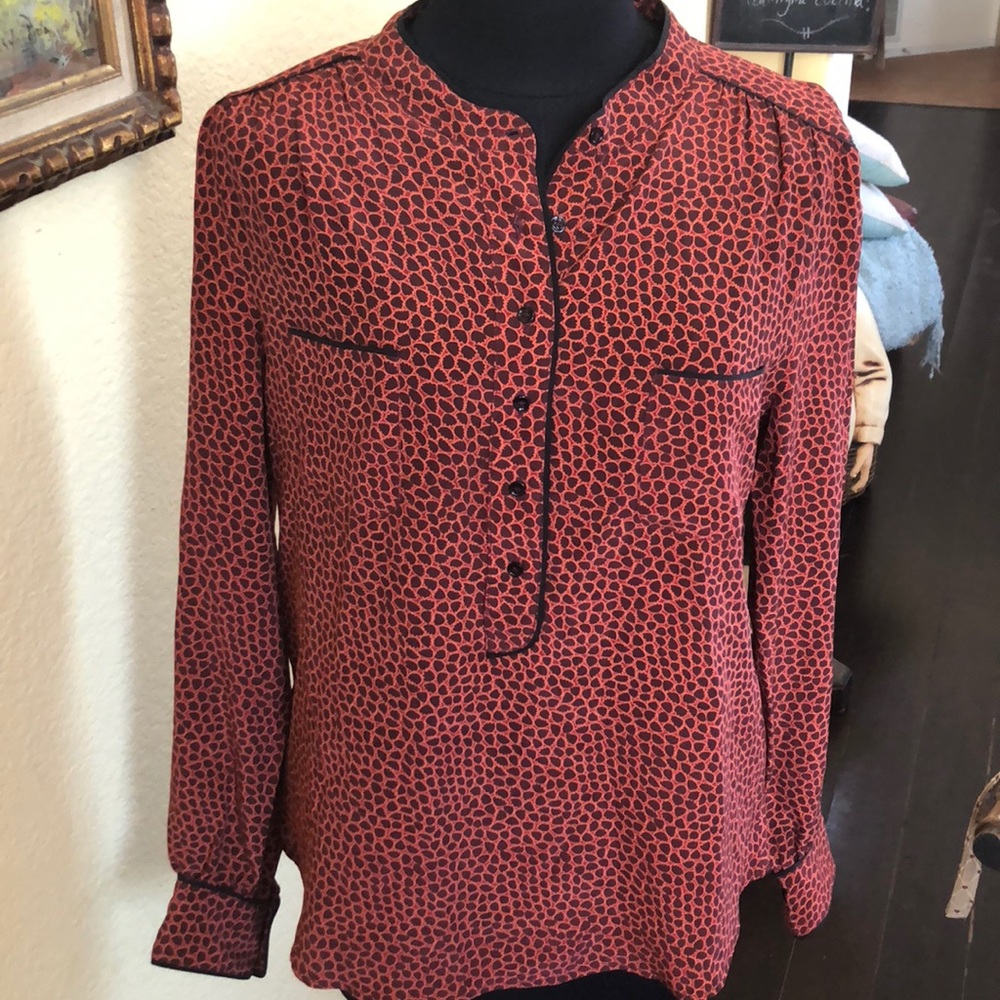 Gerard Darel Sz 36 Silk Autumn Blouse